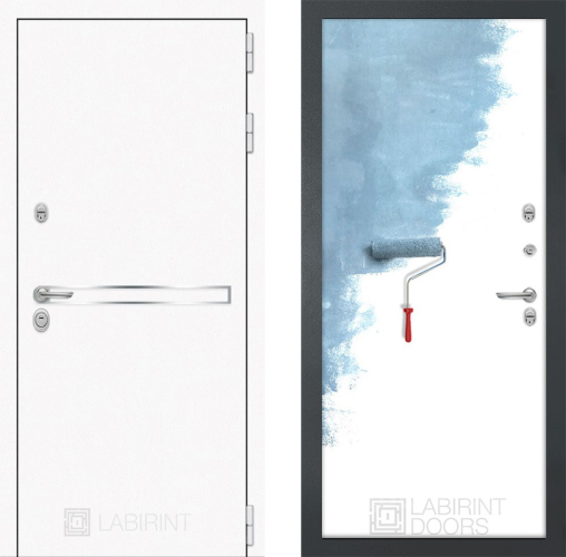 Входная металлическая Дверь Лабиринт (LABIRINT) Лайн White 28 Под покраску в Краснознаменске