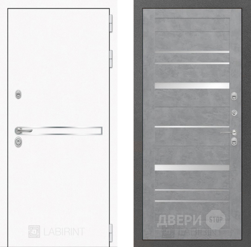 Входная металлическая Дверь Лабиринт (LABIRINT) Лайн White 20 Бетон светлый в Краснознаменске