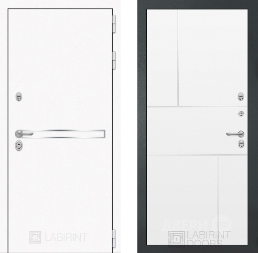 Входная металлическая Дверь Лабиринт (LABIRINT) Лайн White 21 Белый софт в Краснознаменске