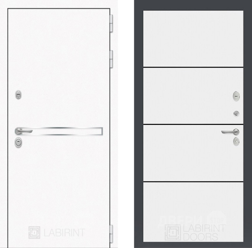 Входная металлическая Дверь Лабиринт (LABIRINT) Лайн White 25 Белый софт в Краснознаменске