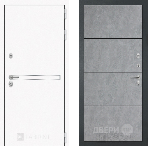 Входная металлическая Дверь Лабиринт (LABIRINT) Лайн White 25 Бетон светлый в Краснознаменске