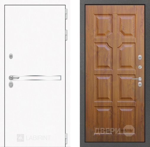 Входная металлическая Дверь Лабиринт (LABIRINT) Лайн White 17 Дуб золото в Краснознаменске