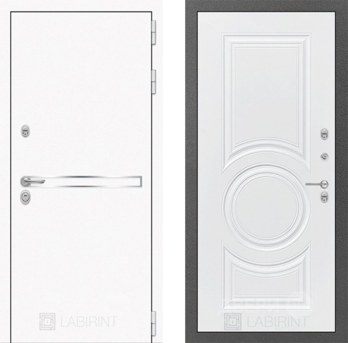 Входная металлическая Дверь Лабиринт (LABIRINT) Лайн White 23 Белый софт в Краснознаменске