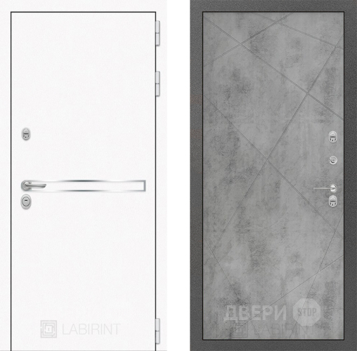 Входная металлическая Дверь Лабиринт (LABIRINT) Лайн White 24 Бетон светлый в Краснознаменске