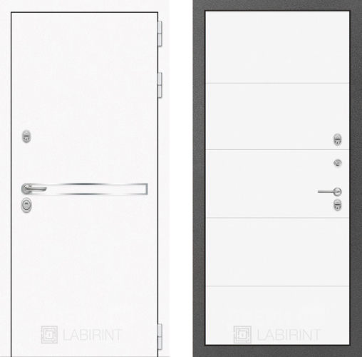 Входная металлическая Дверь Лабиринт (LABIRINT) Лайн White 13 Белый софт в Краснознаменске