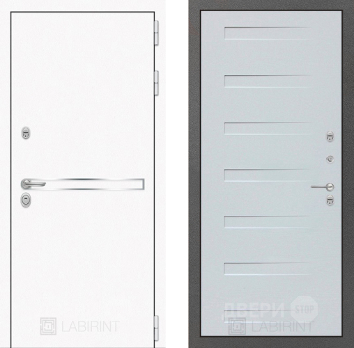 Входная металлическая Дверь Лабиринт (LABIRINT) Лайн White 14 Дуб кантри белый горизонтальный в Краснознаменске