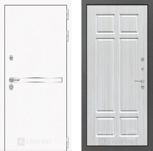Входная металлическая Дверь Лабиринт (LABIRINT) Лайн White 08 Кристалл вуд в Краснознаменске