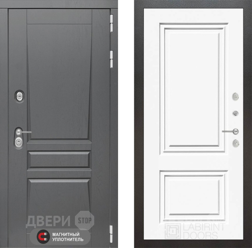 Входная металлическая Дверь Лабиринт (LABIRINT) Платинум 26 Белый (RAL-9003) в Краснознаменске