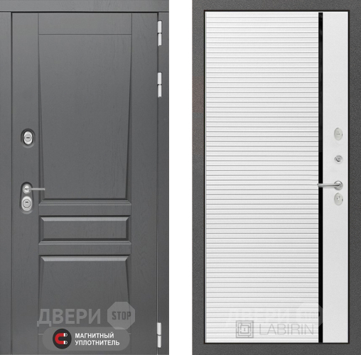 Входная металлическая Дверь Лабиринт (LABIRINT) Платинум 22 Белый софт в Краснознаменске