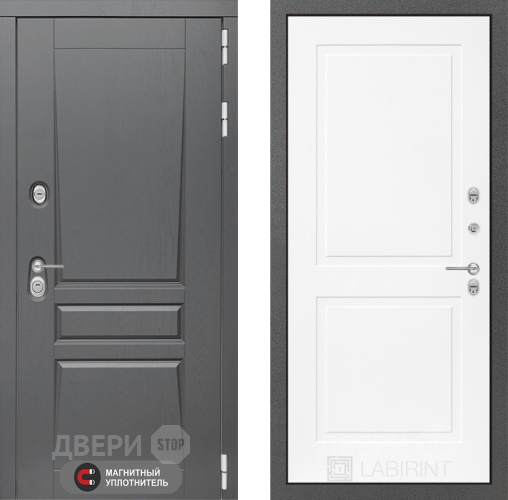 Входная металлическая Дверь Лабиринт (LABIRINT) Платинум 11 Белый софт в Краснознаменске