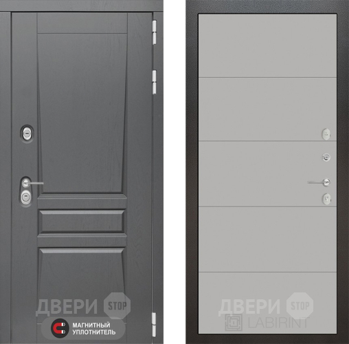 Входная металлическая Дверь Лабиринт (LABIRINT) Платинум 13 Грей софт в Краснознаменске