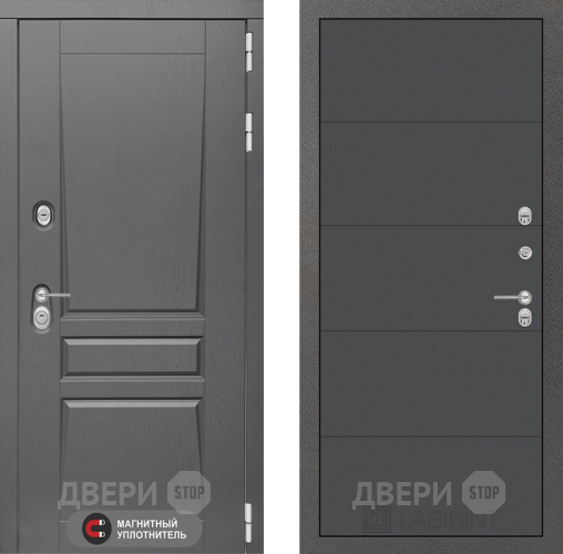 Входная металлическая Дверь Лабиринт (LABIRINT) Платинум 13 Графит софт в Краснознаменске