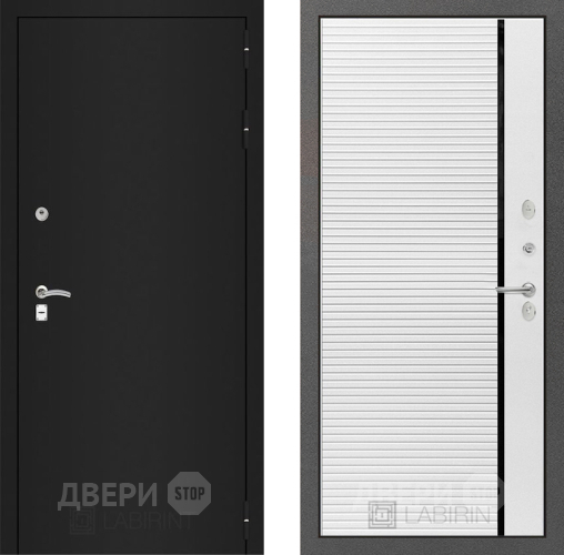 Дверь Лабиринт (LABIRINT) Classic шагрень черная 22 Белый софт в Краснознаменске