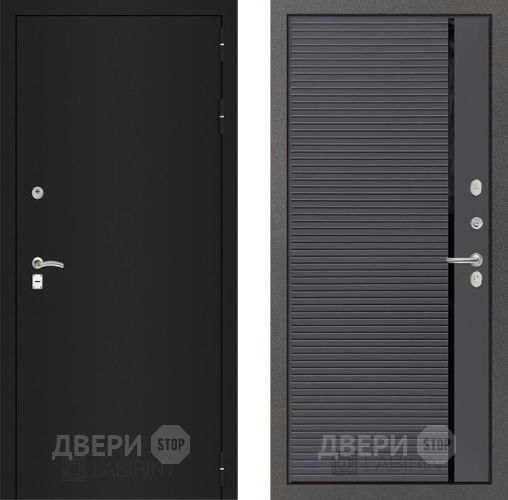 Входная металлическая Дверь Лабиринт (LABIRINT) Classic шагрень черная 22 Графит софт в Краснознаменске