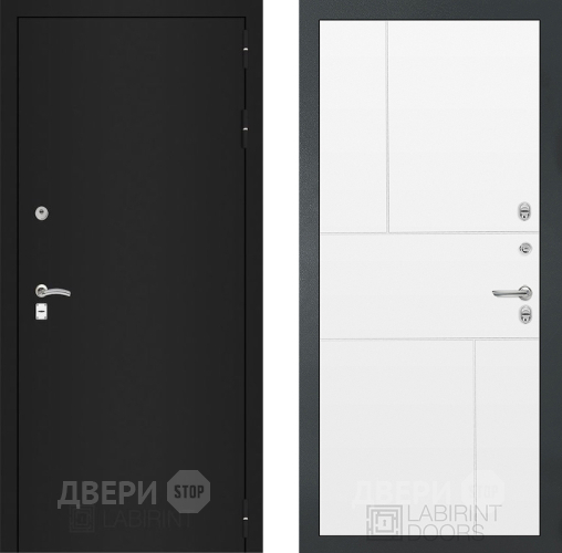 Входная металлическая Дверь Лабиринт (LABIRINT) Classic шагрень черная 21 Белый софт в Краснознаменске