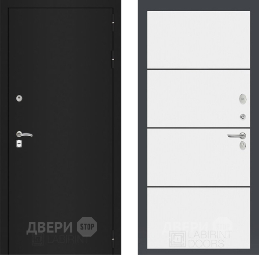 Входная металлическая Дверь Лабиринт (LABIRINT) Classic шагрень черная 25 Белый софт в Краснознаменске