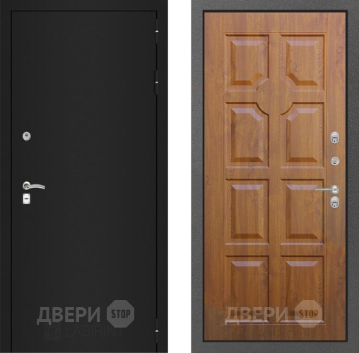 Входная металлическая Дверь Лабиринт (LABIRINT) Classic шагрень черная 17 Дуб золото в Краснознаменске