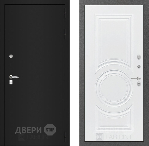 Дверь Лабиринт (LABIRINT) Classic шагрень черная 23 Белый софт в Краснознаменске
