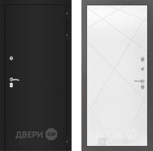 Дверь Лабиринт (LABIRINT) Classic шагрень черная 24 Белый софт в Краснознаменске
