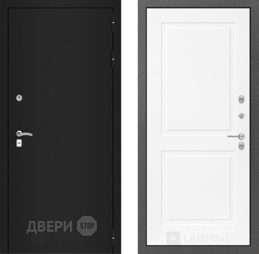 Входная металлическая Дверь Лабиринт (LABIRINT) Classic шагрень черная 11 Белый софт в Краснознаменске