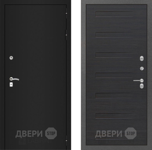 Входная металлическая Дверь Лабиринт (LABIRINT) Classic шагрень черная 14 Эковенге поперечный в Краснознаменске
