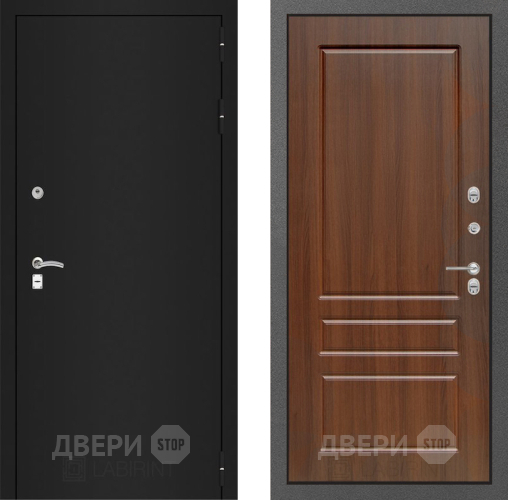 Входная металлическая Дверь Лабиринт (LABIRINT) Classic шагрень черная 03 Орех бренди в Краснознаменске