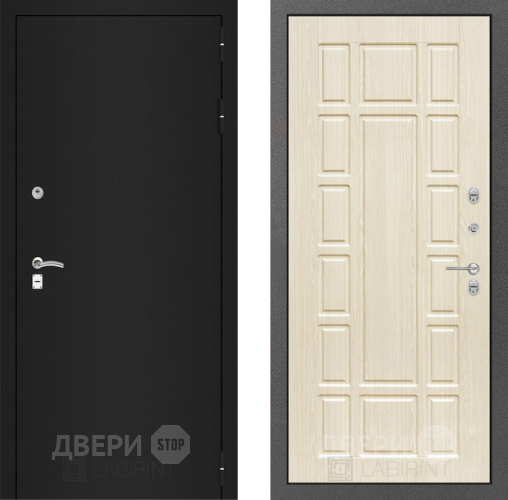 Входная металлическая Дверь Лабиринт (LABIRINT) Classic шагрень черная 12 Беленый дуб в Краснознаменске