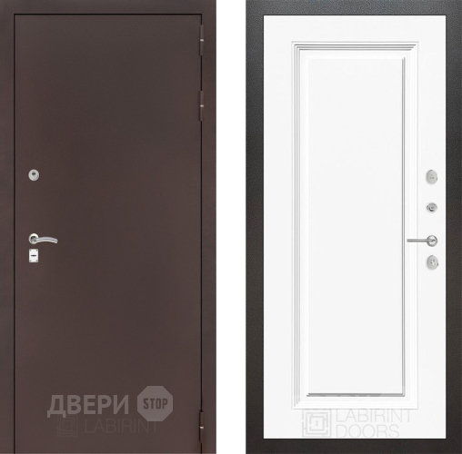 Входная металлическая Дверь Лабиринт (LABIRINT) Classic антик медь 27 Белый (RAL-9003) в Краснознаменске