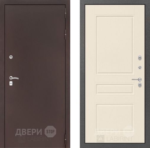 Входная металлическая Дверь Лабиринт (LABIRINT) Classic антик медь 03 Крем софт в Краснознаменске