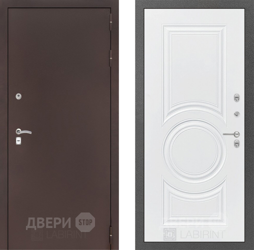 Входная металлическая Дверь Лабиринт (LABIRINT) Classic антик медь 23 Белый софт в Краснознаменске