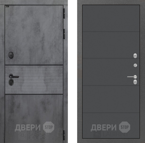 Входная металлическая Дверь Лабиринт (LABIRINT) Инфинити 13 Графит софт в Краснознаменске