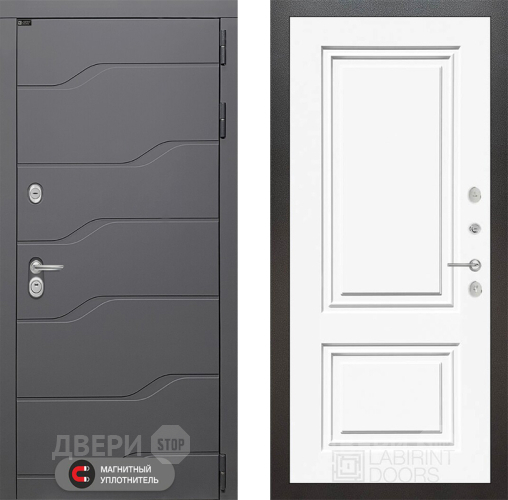 Входная металлическая Дверь Лабиринт (LABIRINT) Ривер 26 Белый (RAL-9003) в Краснознаменске