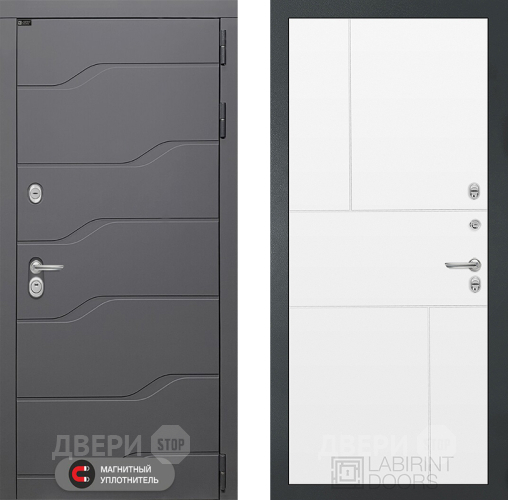Входная металлическая Дверь Лабиринт (LABIRINT) Ривер 21 Белый софт в Краснознаменске