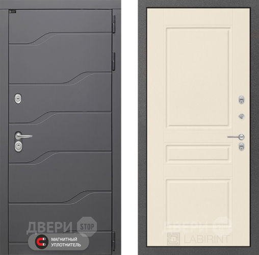 Входная металлическая Дверь Лабиринт (LABIRINT) Ривер 03 Крем софт в Краснознаменске