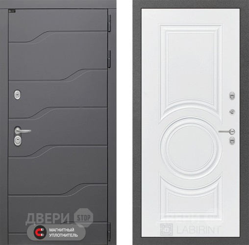 Входная металлическая Дверь Лабиринт (LABIRINT) Ривер 23 Белый софт в Краснознаменске