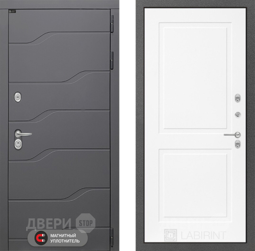 Входная металлическая Дверь Лабиринт (LABIRINT) Ривер 11 Белый софт в Краснознаменске