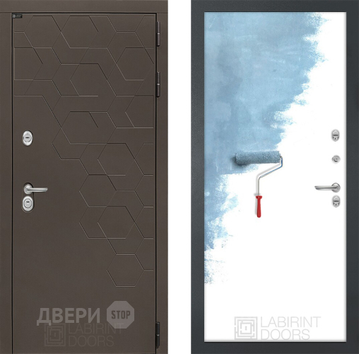 Входная металлическая Дверь Лабиринт (LABIRINT) Смоки 28 Под покраску в Краснознаменске