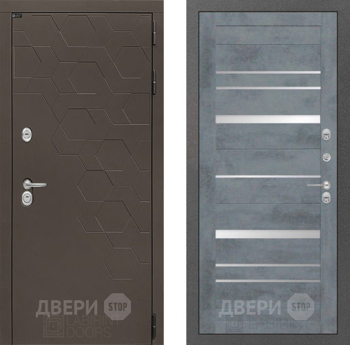 Входная металлическая Дверь Лабиринт (LABIRINT) Смоки 20 Бетон темный в Краснознаменске