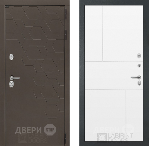 Входная металлическая Дверь Лабиринт (LABIRINT) Смоки 21 Белый софт в Краснознаменске