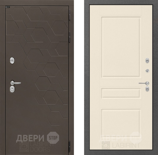 Входная металлическая Дверь Лабиринт (LABIRINT) Смоки 03 Крем софт в Краснознаменске
