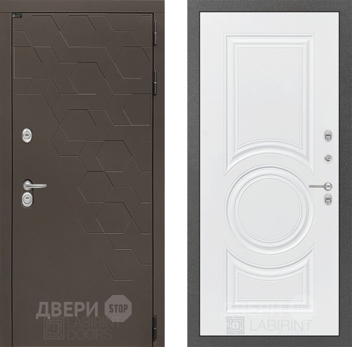 Входная металлическая Дверь Лабиринт (LABIRINT) Смоки 23 Белый софт в Краснознаменске