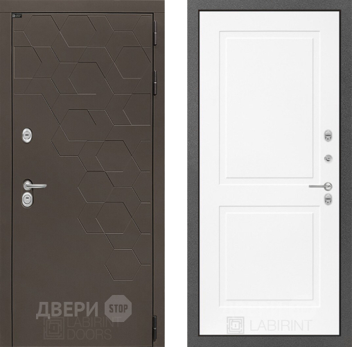 Входная металлическая Дверь Лабиринт (LABIRINT) Смоки 11 Белый софт в Краснознаменске