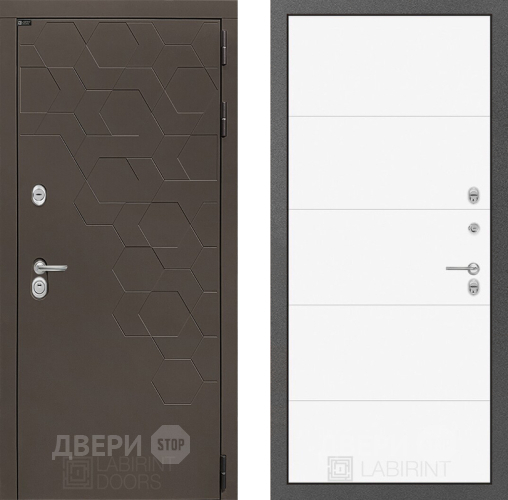 Входная металлическая Дверь Лабиринт (LABIRINT) Смоки 13 Белый софт в Краснознаменске