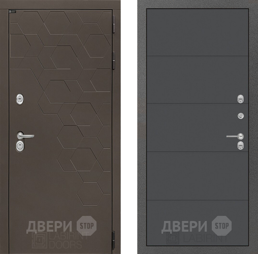 Входная металлическая Дверь Лабиринт (LABIRINT) Смоки 13 Графит софт в Краснознаменске