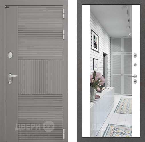 Входная металлическая Дверь Лабиринт (LABIRINT) Формо Зеркало Максимум Белый софт в Краснознаменске