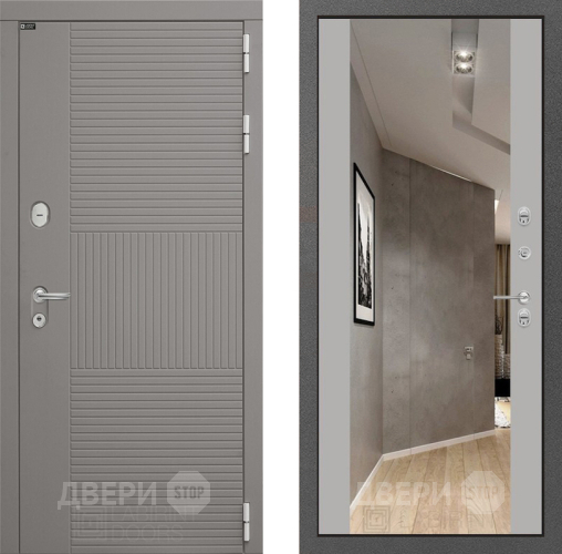 Входная металлическая Дверь Лабиринт (LABIRINT) Формо Зеркало Максимум Грей софт в Краснознаменске