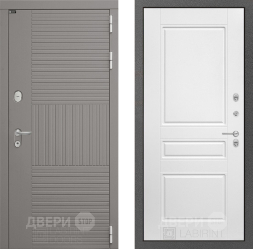 Входная металлическая Дверь Лабиринт (LABIRINT) Формо 03 Белый софт в Краснознаменске