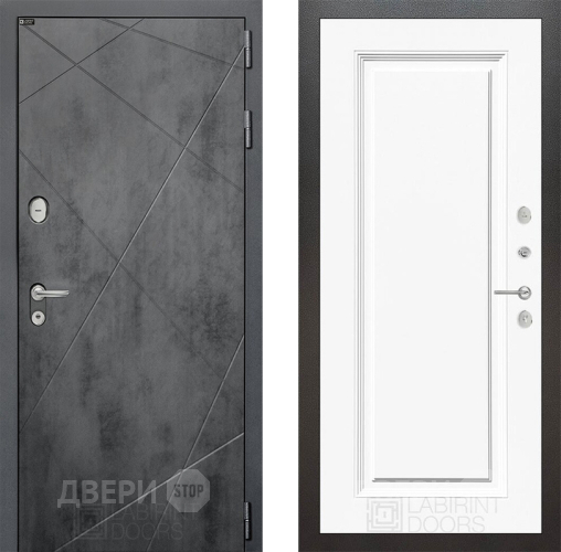 Входная металлическая Дверь Лабиринт (LABIRINT) Лофт 27 Белый (RAL-9003) в Краснознаменске