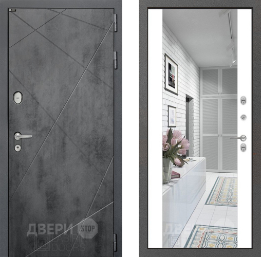 Входная металлическая Дверь Лабиринт (LABIRINT) Лофт Зеркало Максимум Белый софт в Краснознаменске