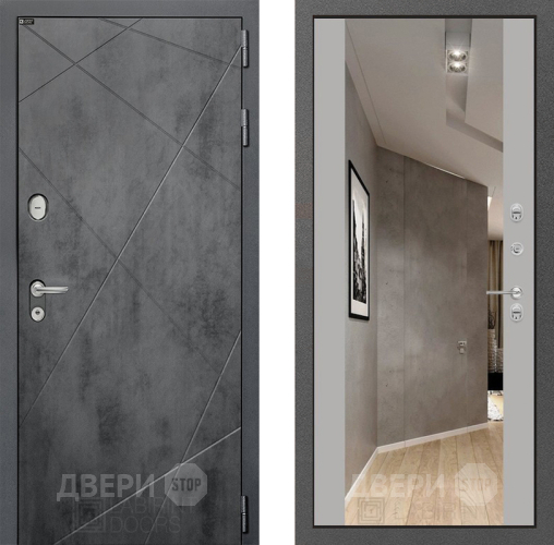 Входная металлическая Дверь Лабиринт (LABIRINT) Лофт Зеркало Максимум Грей софт в Краснознаменске
